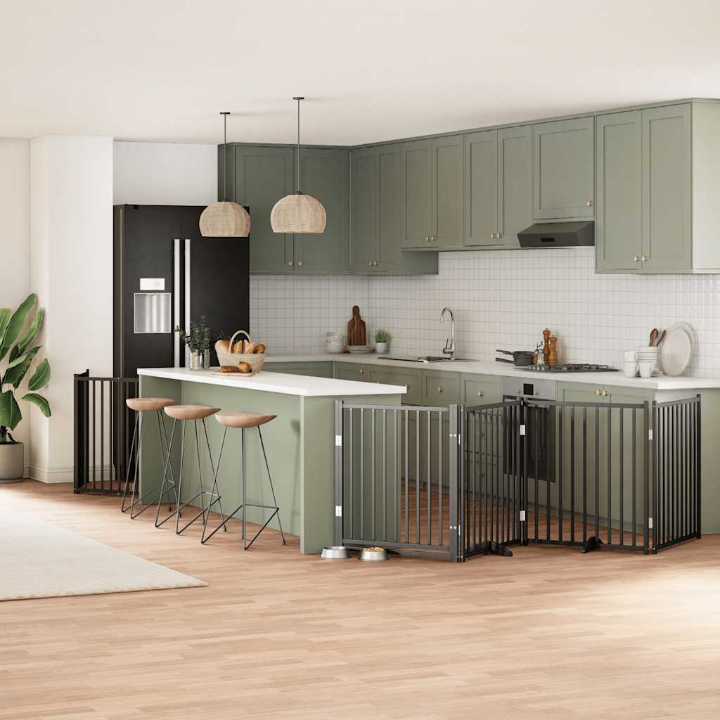 Cancello Cani Porta Pieghevole Nero 10 Pannelli 800 Cm Pioppo