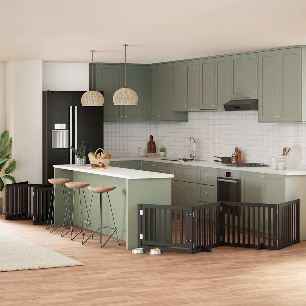 Cancello Cani Porta Pieghevole Nero 10 Pannelli 800 Cm Pioppo