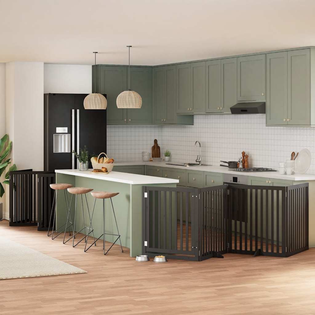 Cancello Cani Porta Pieghevole Nero 10 Pannelli 800 Cm Pioppo