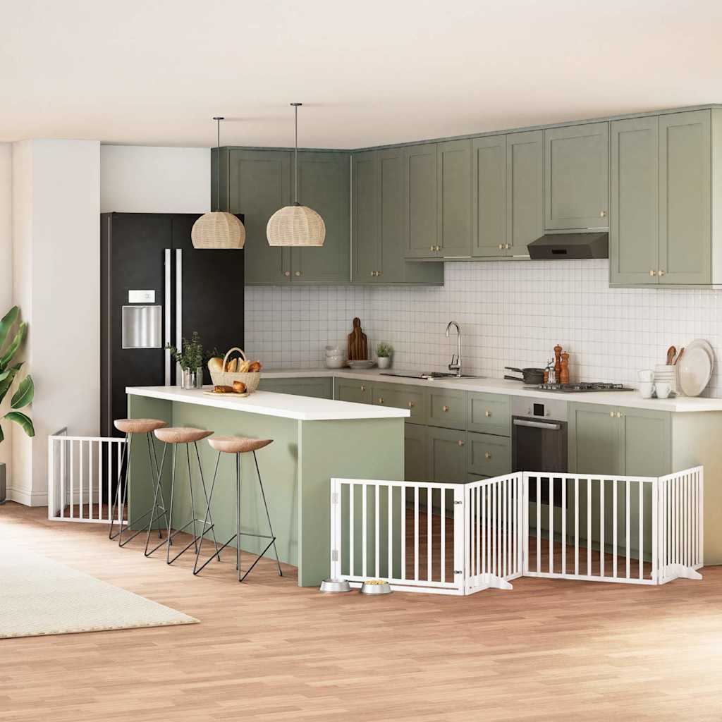 Cancello Cani Porta Pieghevole Bianco 12 Pannelli 640 Cm Pioppo