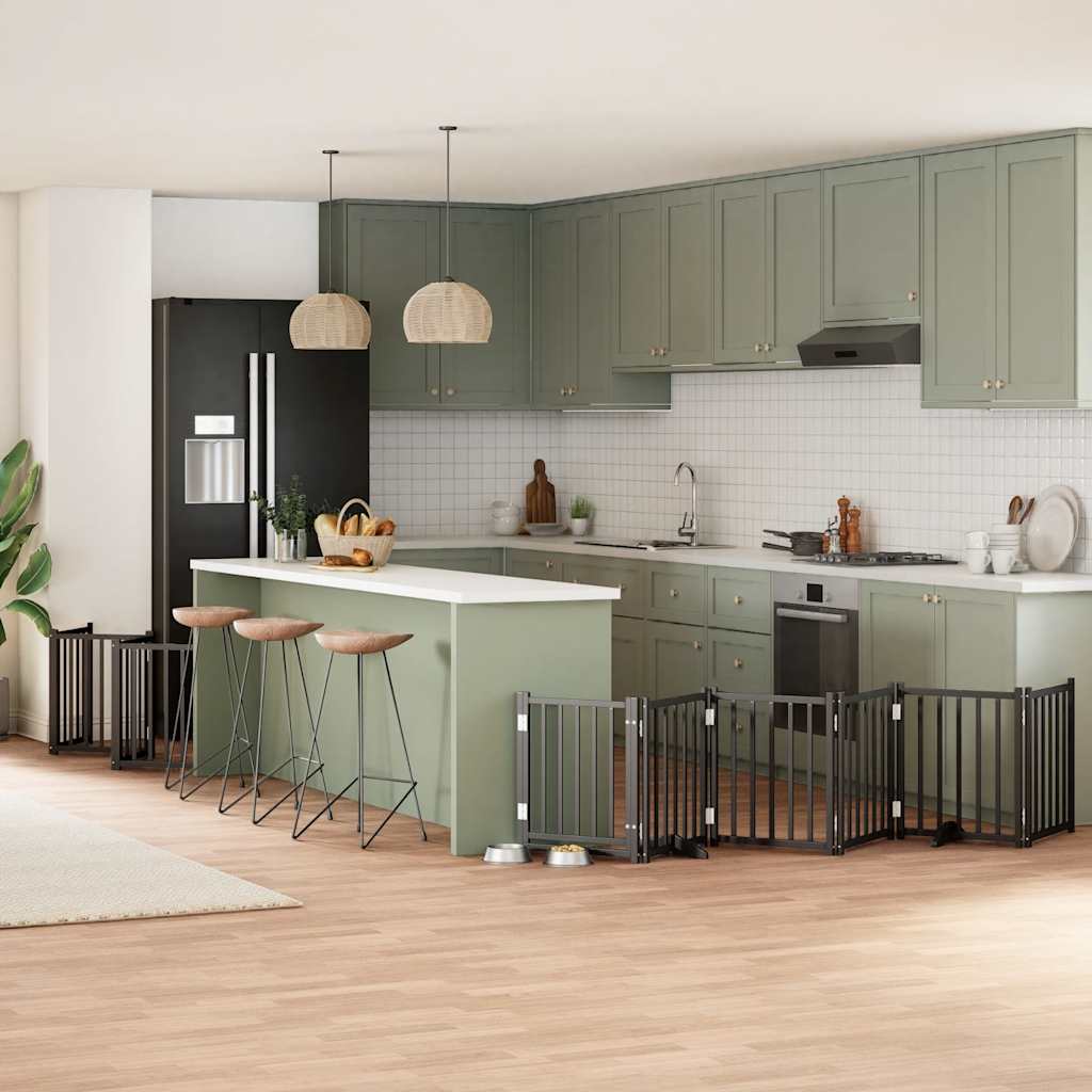 Cancello Cani Porta Pieghevole Nero 15 Pannelli 750 Cm Pioppo