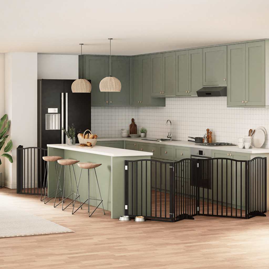 Cancello Cani Porta Pieghevole Nero 8 Pannelli 640 Cm Pioppo