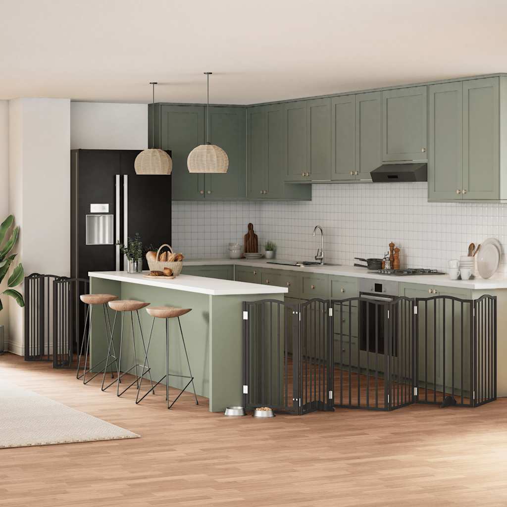 Cancello Cani Porta Pieghevole Nero 12 Pannelli 600 Cm Pioppo