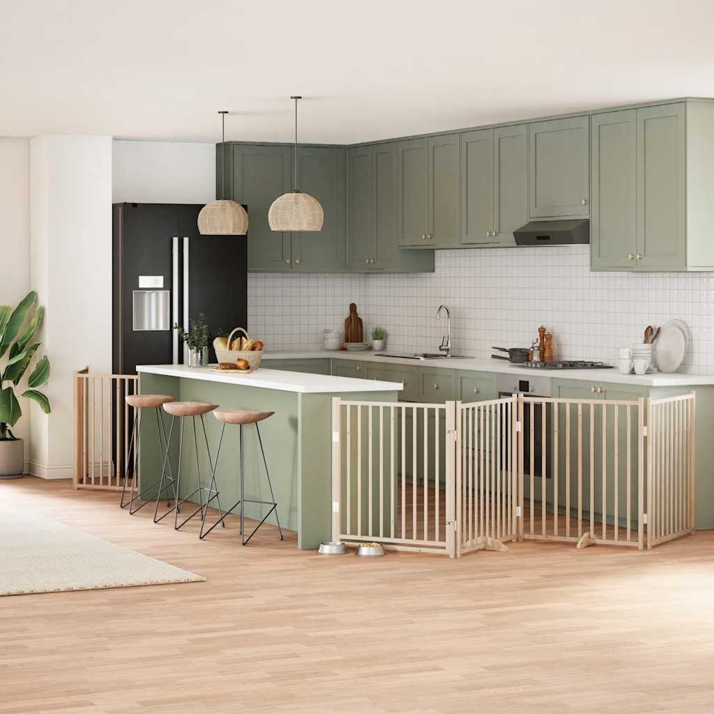 Cancello Per Cani Porta Pieghevole 8 Pannelli 640 Cm In Pioppo