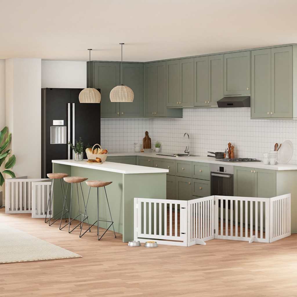 Cancello Cani Porta Pieghevole Bianco 12 Pannelli 960 Cm Pioppo