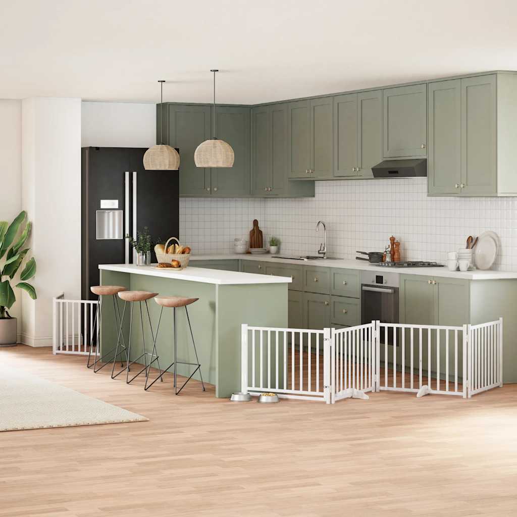 Cancello Cani Porta Pieghevole Bianco 6 Pannelli 480 Cm Pioppo