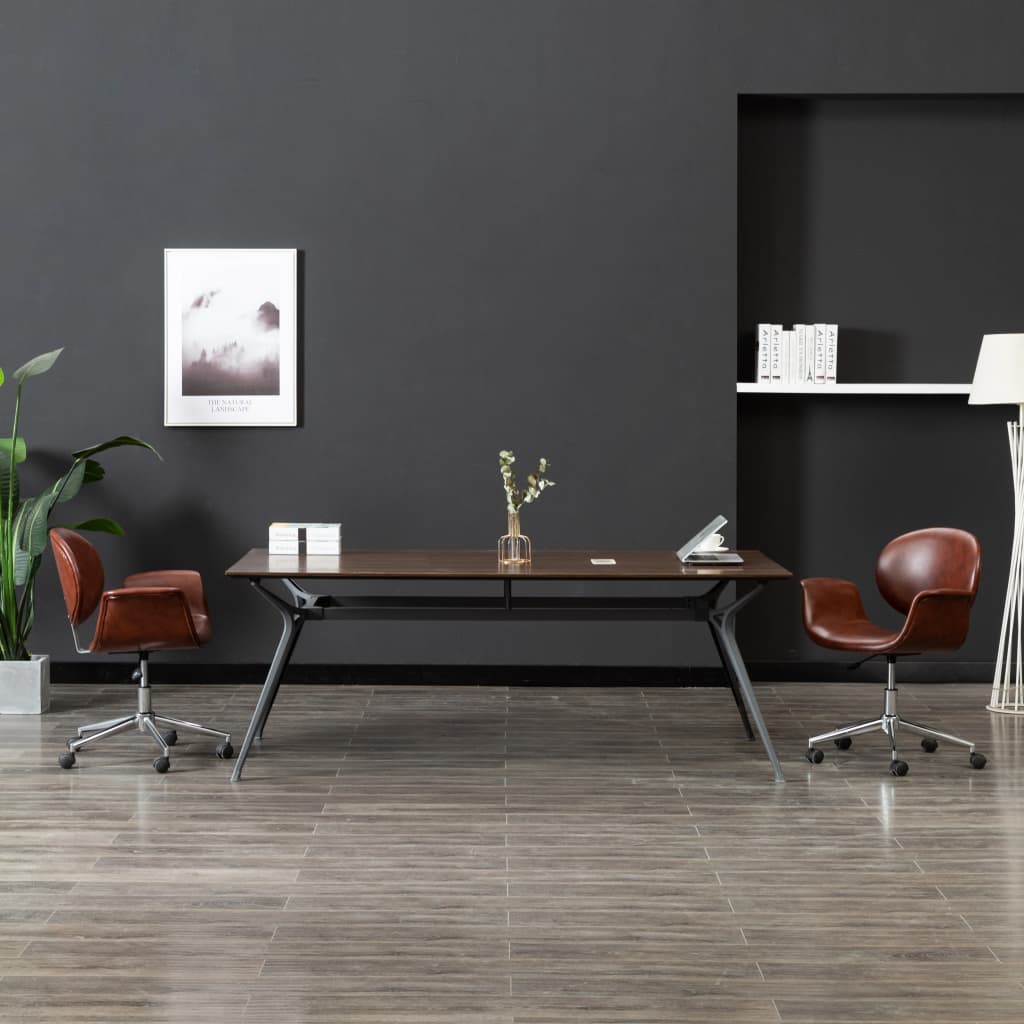 Sedia Da Pranzo Girevole Marrone In Similpelle