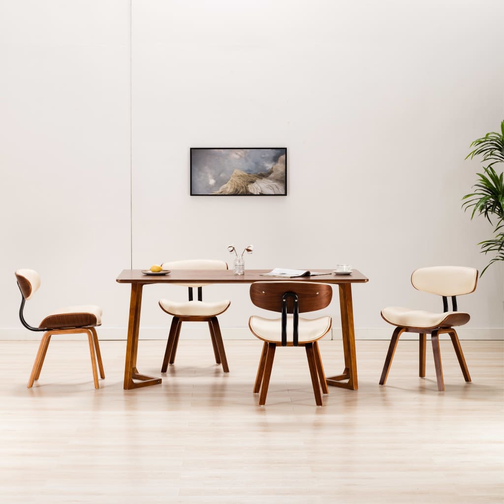 Sedie Da Pranzo 4 Pz Crema In Legno Piegato E Similpelle