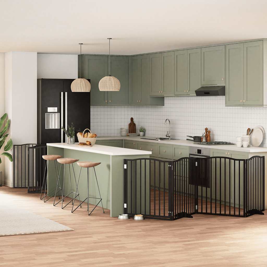 Cancello Cani Porta Pieghevole Nero 10 Pannelli 800 Cm Pioppo