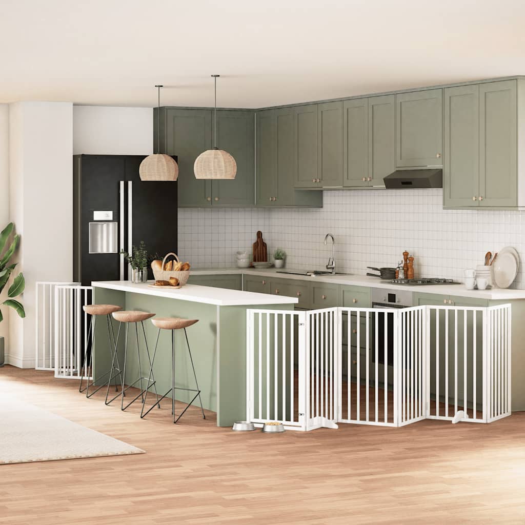 Cancello Cani Porta Pieghevole Bianco 12 Pannelli 600 Cm Pioppo