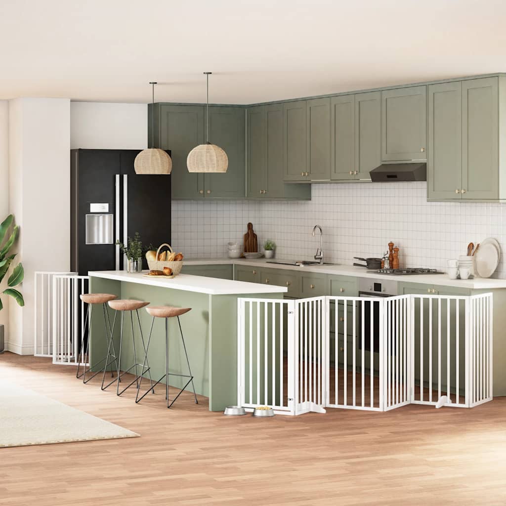 Cancello Cani Porta Pieghevole Bianco 15 Pannelli 750 Cm Pioppo