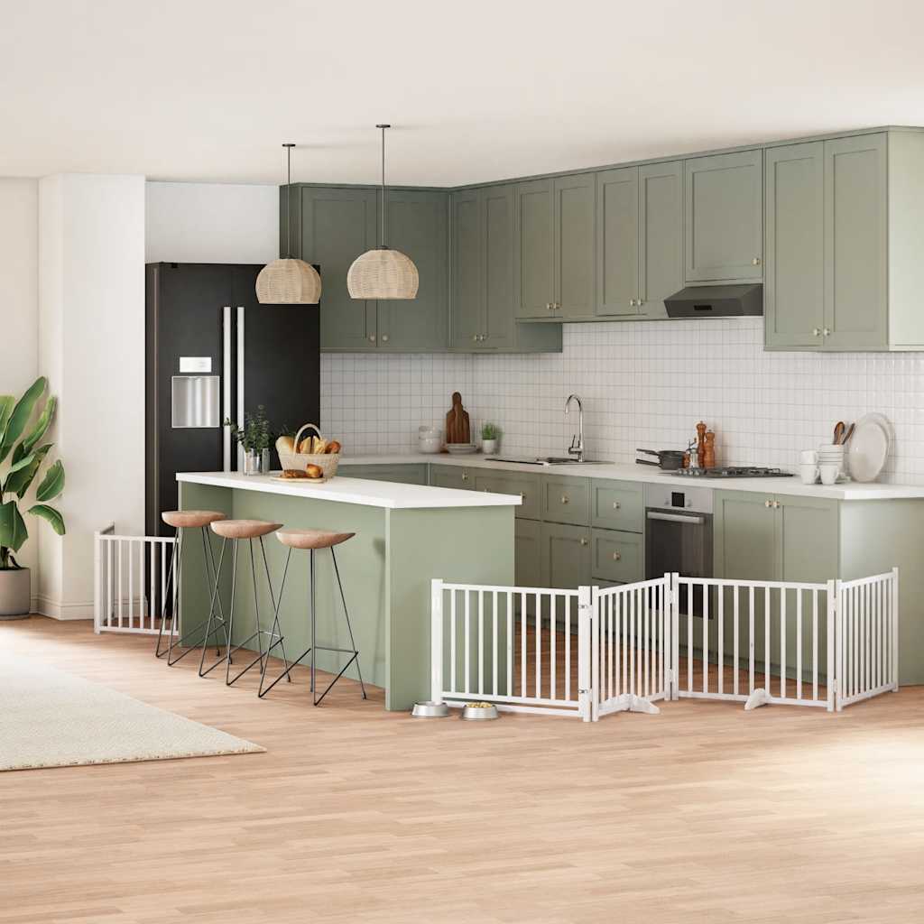 Cancello Cani Porta Pieghevole Bianco 12 Pannelli 640 Cm Pioppo