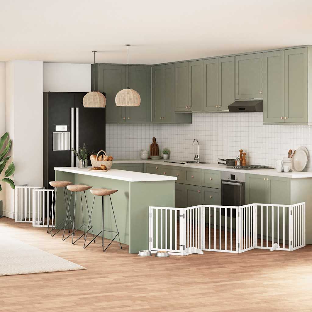 Cancello Cani Porta Pieghevole Bianco 12 Pannelli 600 Cm Pioppo