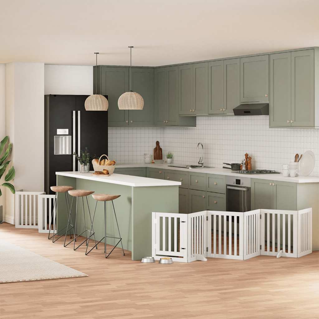 Cancello Cani Porta Pieghevole Bianco 15 Pannelli 750 Cm Pioppo