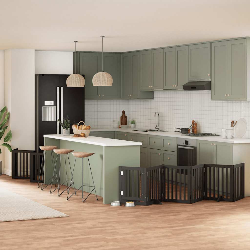 Cancello Cani Porta Pieghevole Nero 15 Pannelli 750 Cm Pioppo