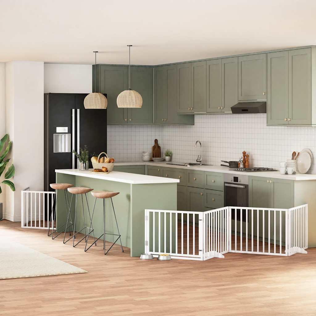 Cancello Cani Porta Pieghevole Bianco 12 Pannelli 960 Cm Pioppo