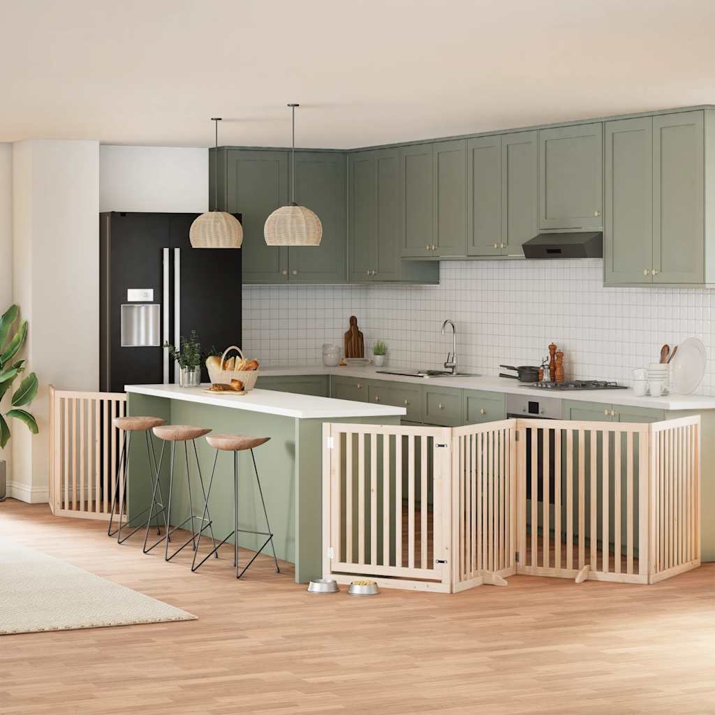 Cancello Per Cani Pieghevole 6 Pannelli 480 Cm Legno Di Pioppo