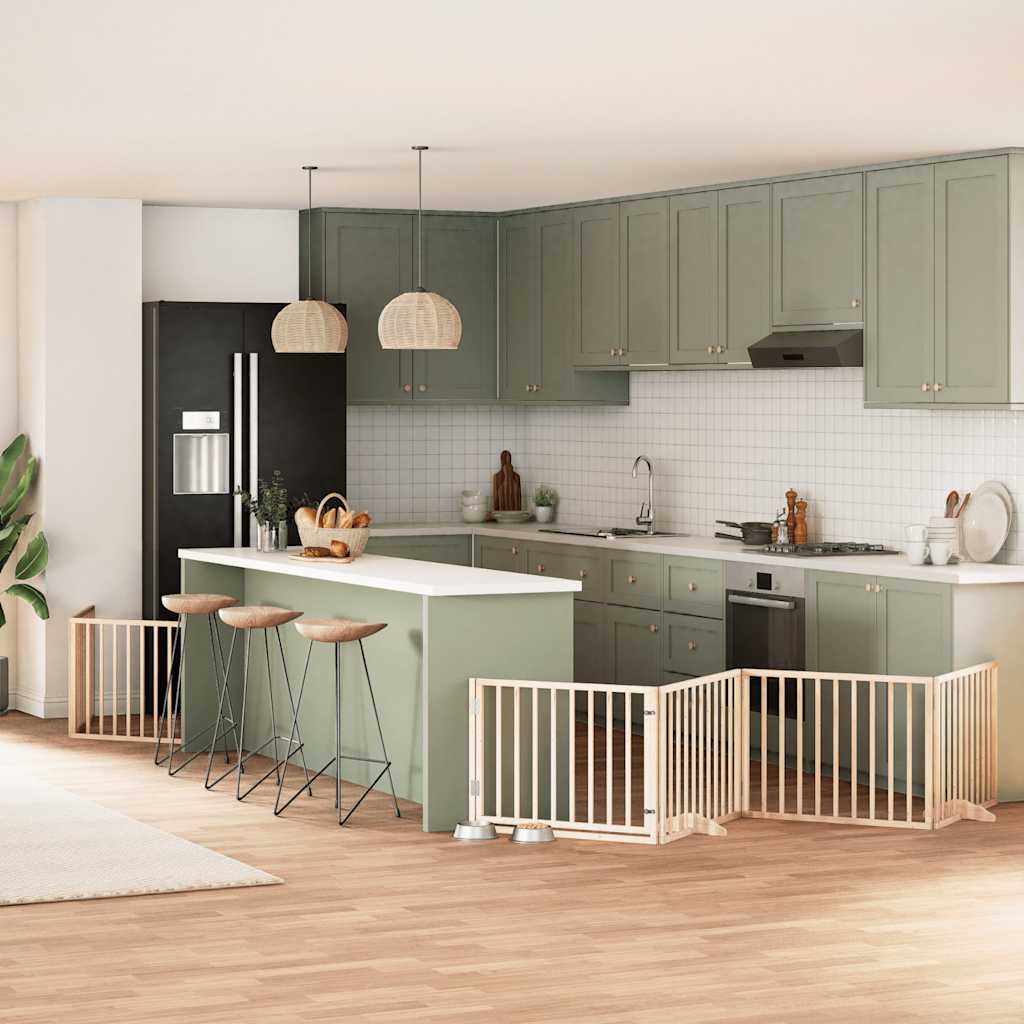 Cancello Per Cani Pieghevole 6 Pannelli 480 Cm Legno Di Pioppo