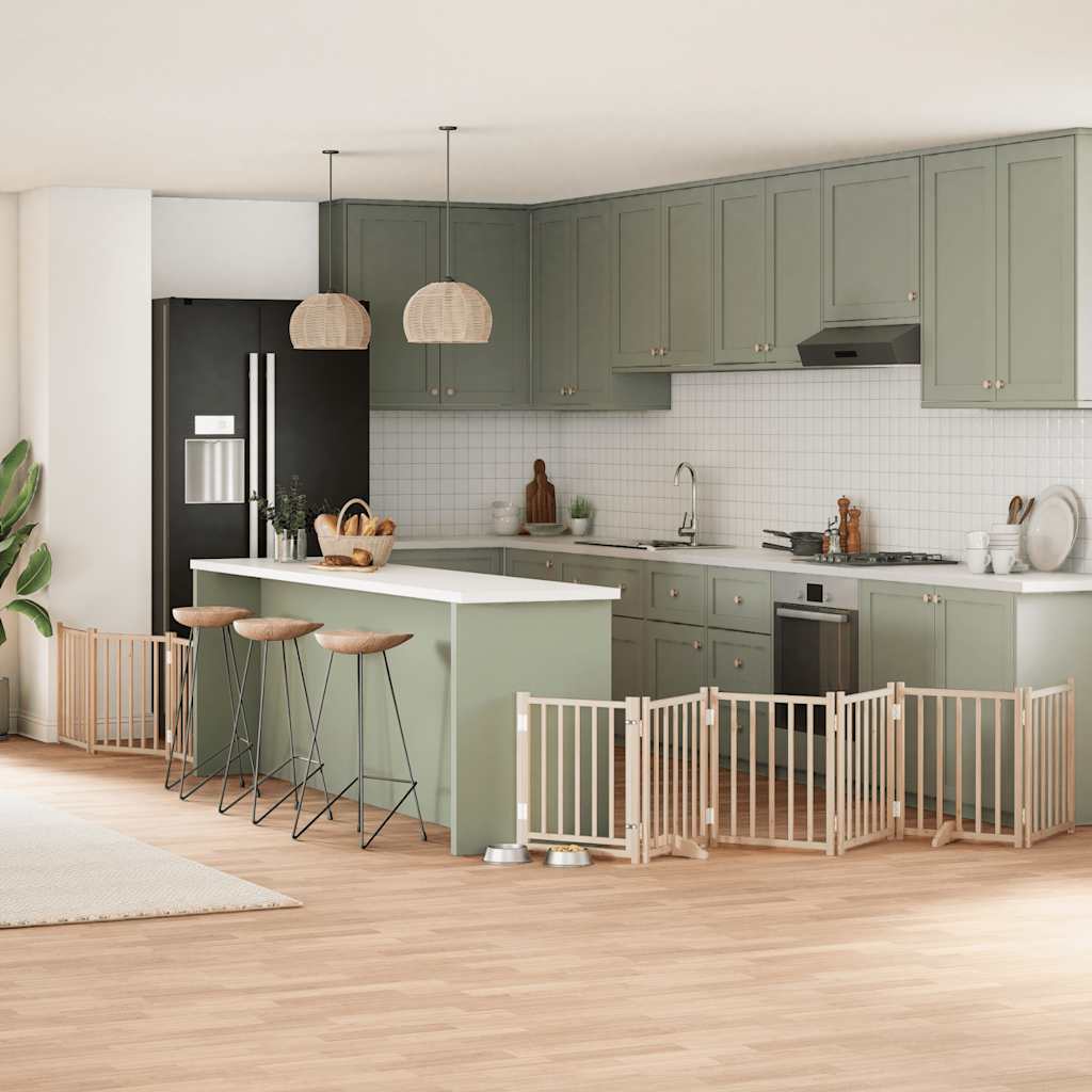 Cancello Per Cani Con Porta Pieghevole 9 Pannelli 450 Cm Pioppo