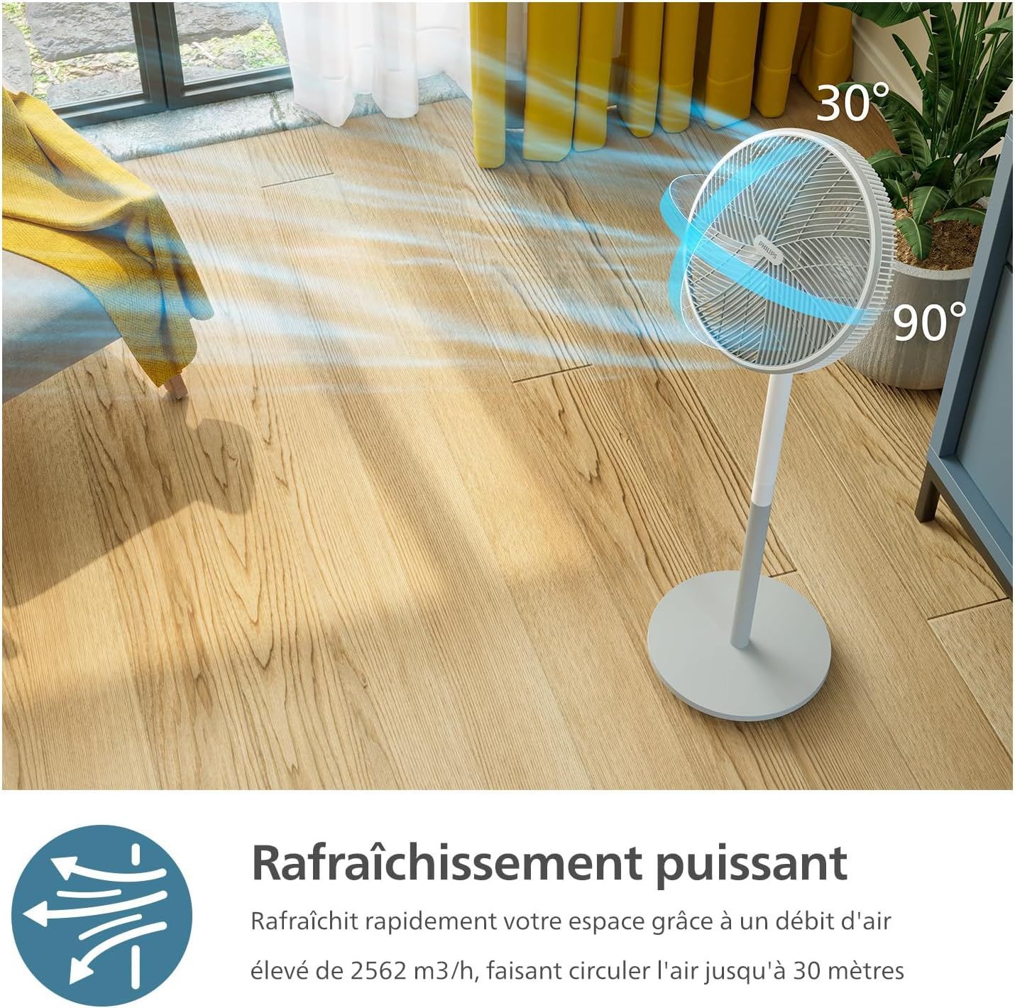 Ventilatore A Piantana - Philips - Cx2550/00 - Altezza Regolabile 82-125 Cm - Ultra Silenzioso - Bianco - Image 3