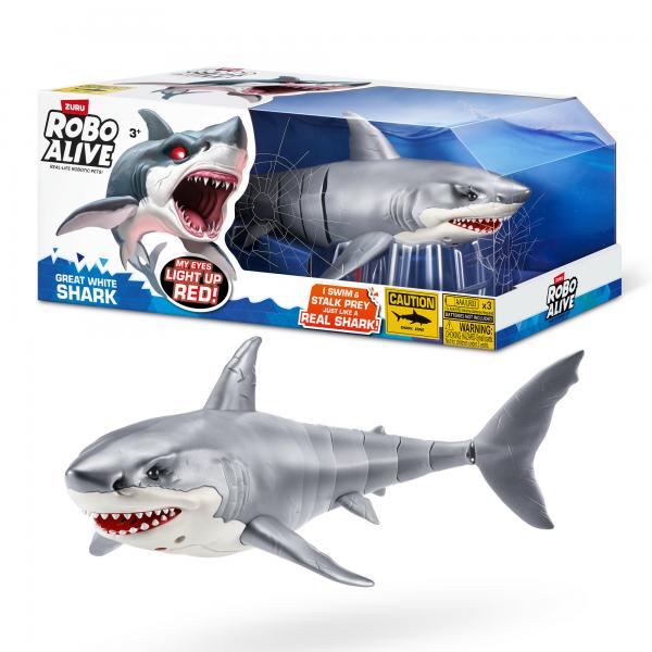 Giocattolo Interattivo - Zuru - Shark Attack Robo Alive - Grande Squalo Bianco Con Movimenti Realistici E Occhi Luminosi