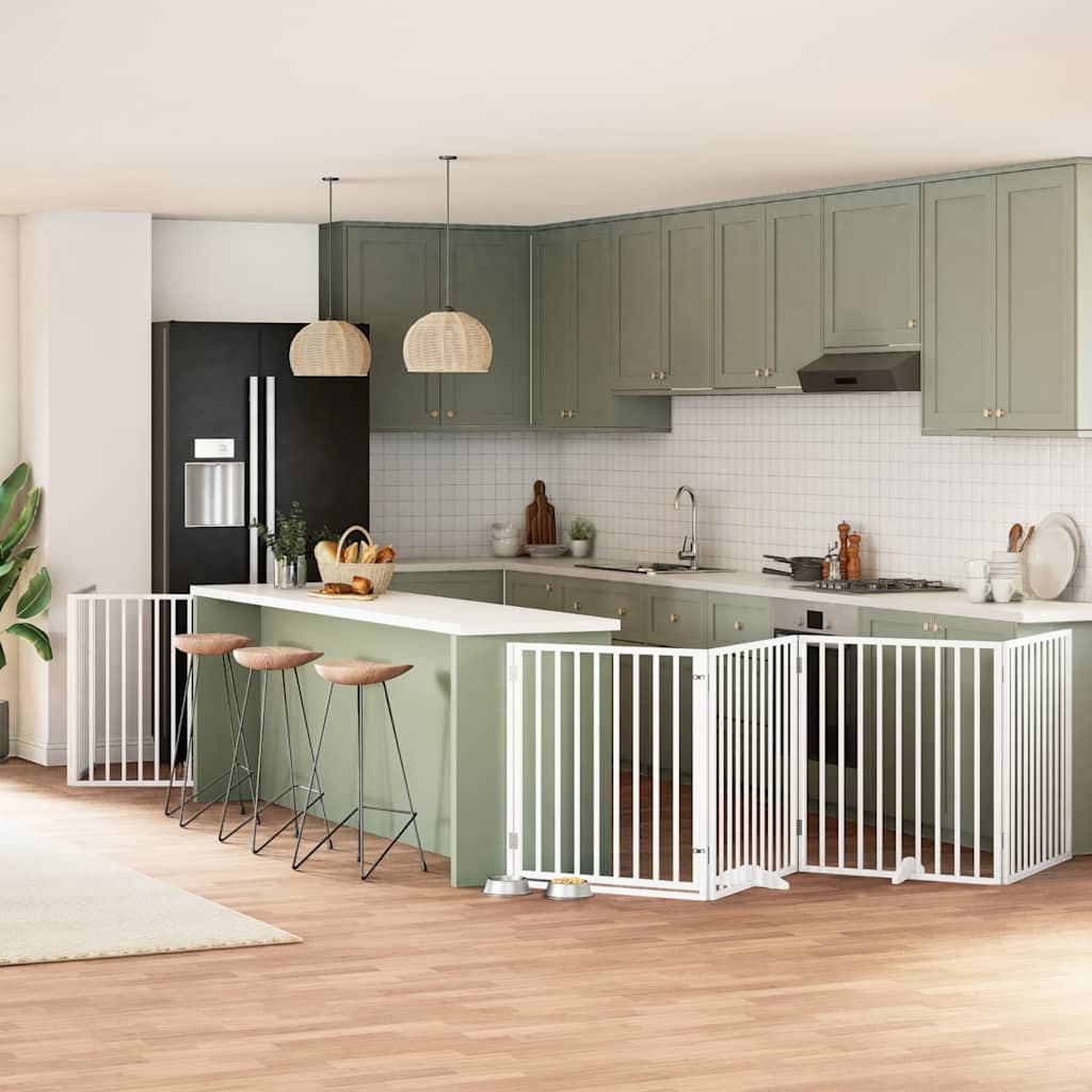 Cancello Cani Porta Pieghevole Bianco 6 Pannelli 480 Cm Pioppo