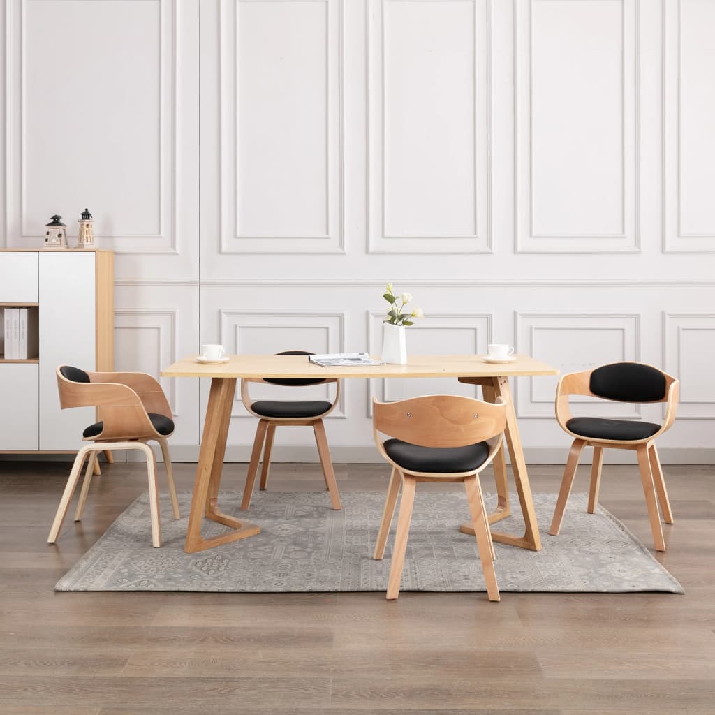 Sedie Da Pranzo 4 Pz In Legno Curvato E Similpelle