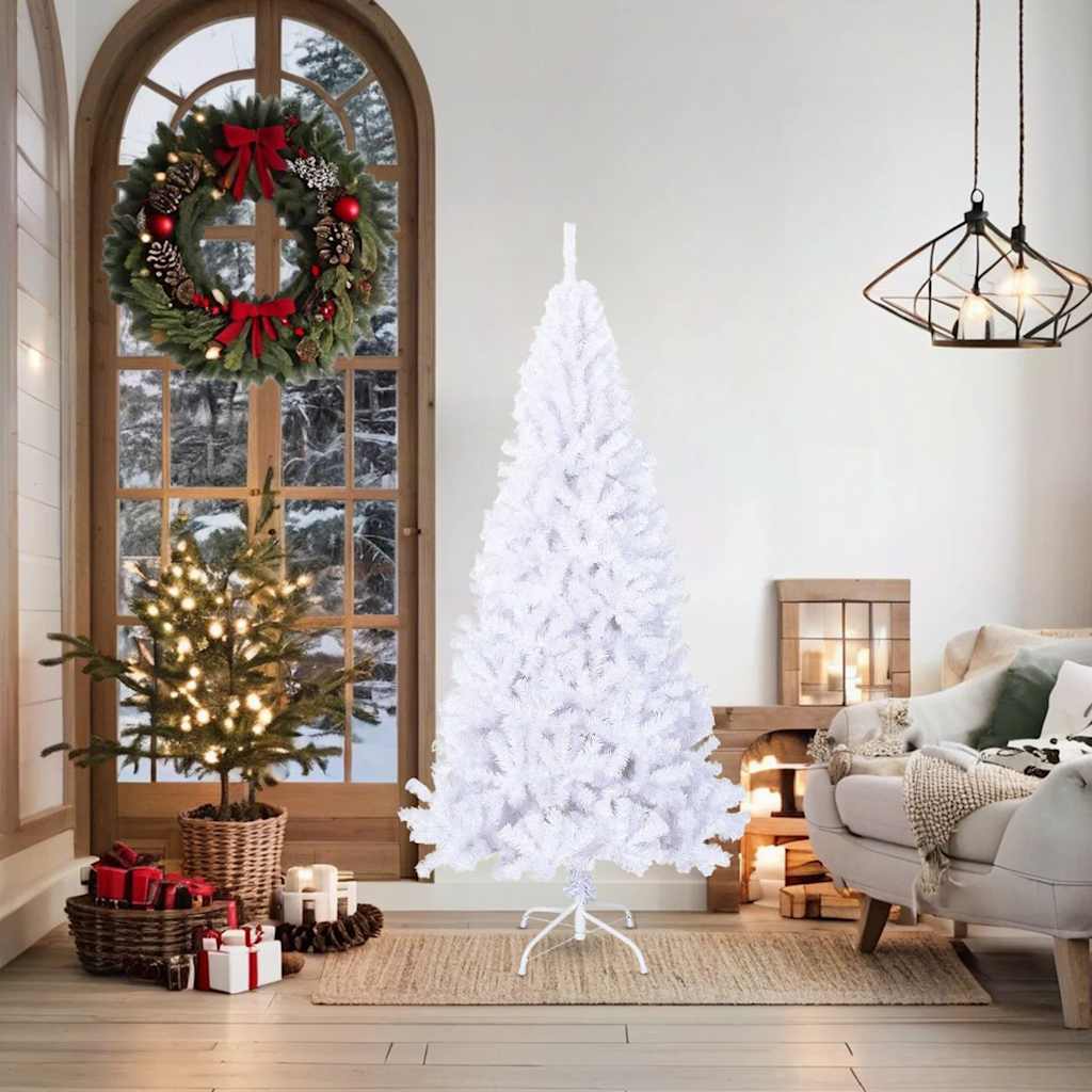 Albero Di Natale Artificiale Con Rami Spessi Bianco 180 Cm Pvc