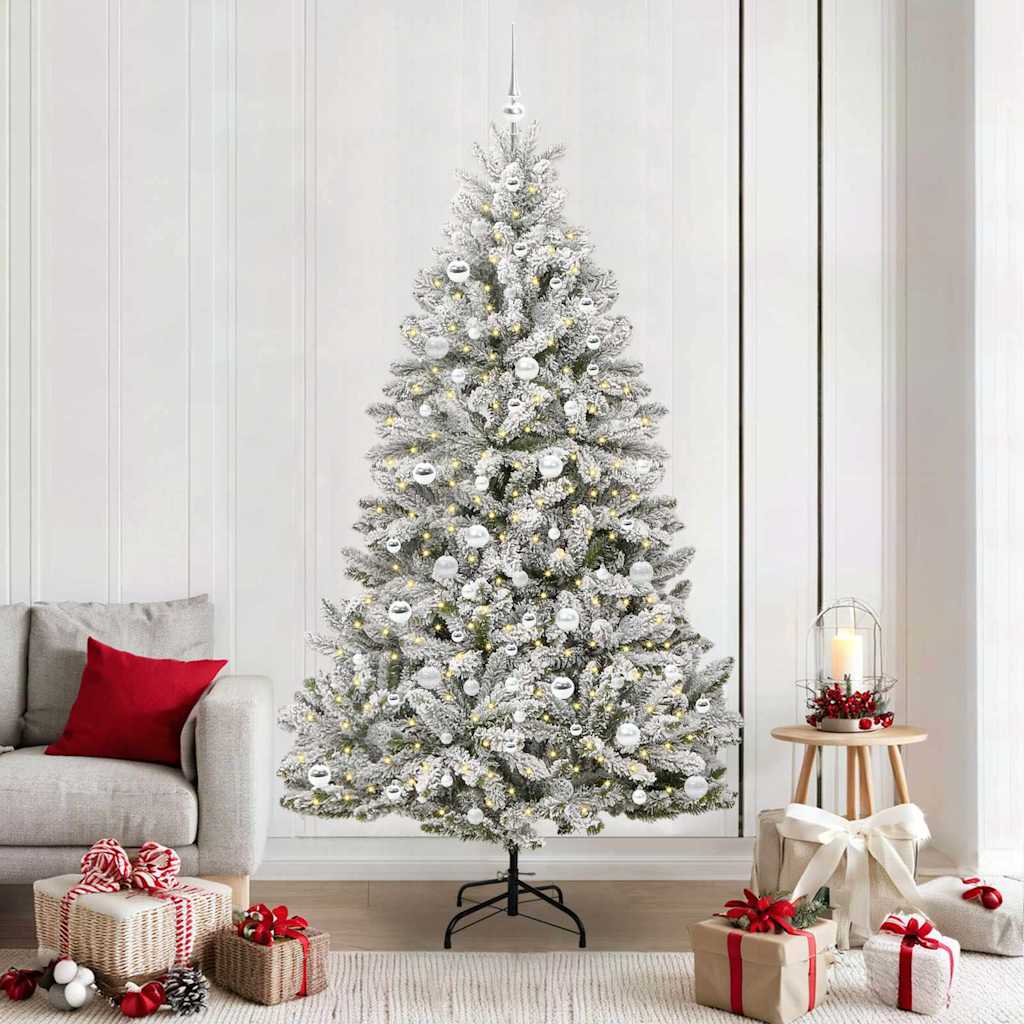 Albero Di Natale Artificiale Con 300 Led Verde E Bianco 210 cm