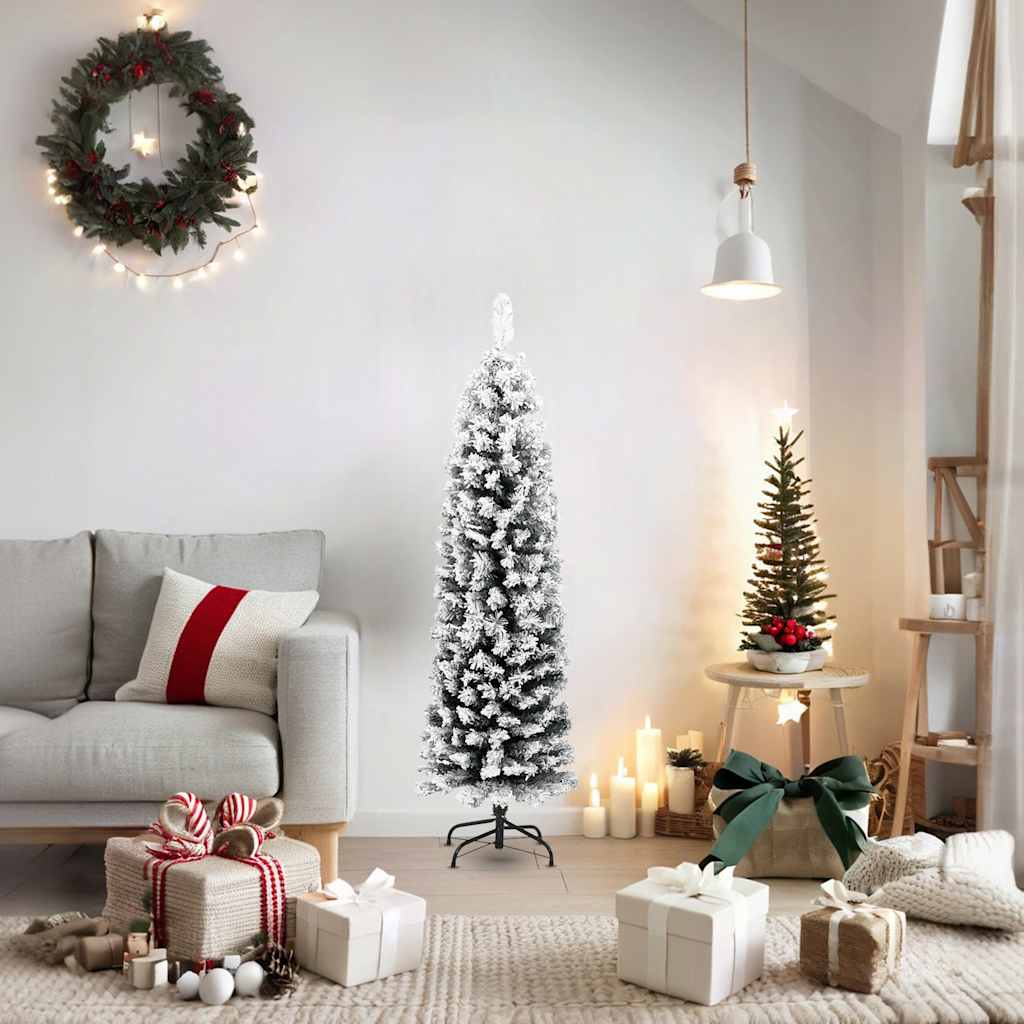 Albero Di Natale Artificiale Con Neve Fioccata Verde 150 Cm Pvc