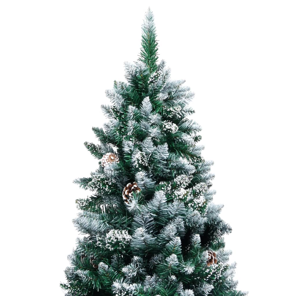 Albero Di Natale Artificiale Con Pigne E Neve Bianca 210 cm