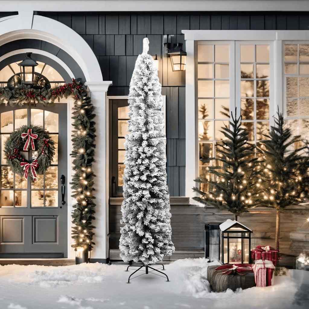 Albero Di Natale Artificiale Con Neve Fioccata Verde 210 Cm Pvc