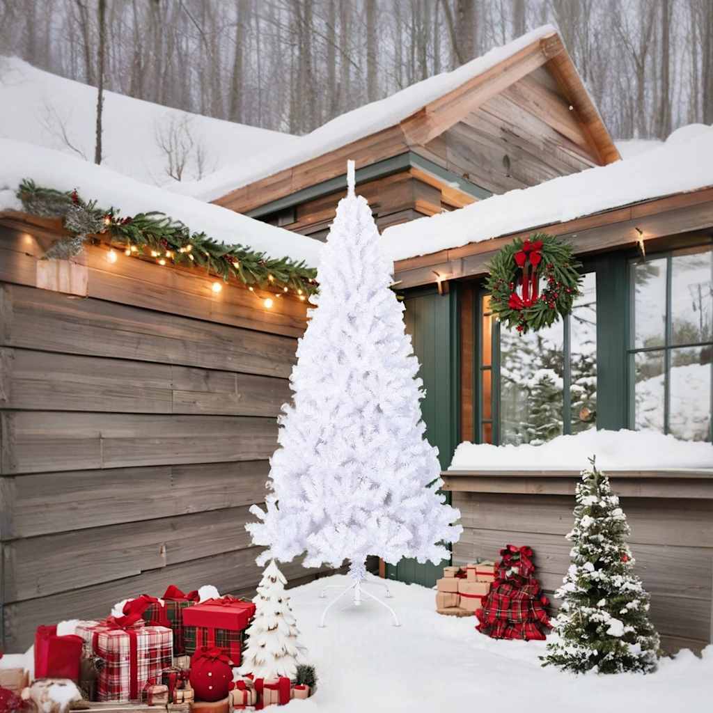 Albero Di Natale Artificiale Con Rami Spessi Bianco 210 Cm Pvc