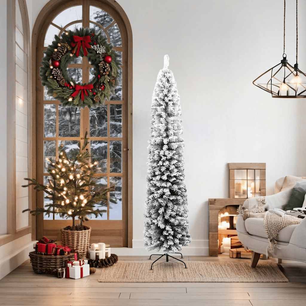 Albero Di Natale Artificiale Con Neve Fioccata Verde 180 Cm Pvc