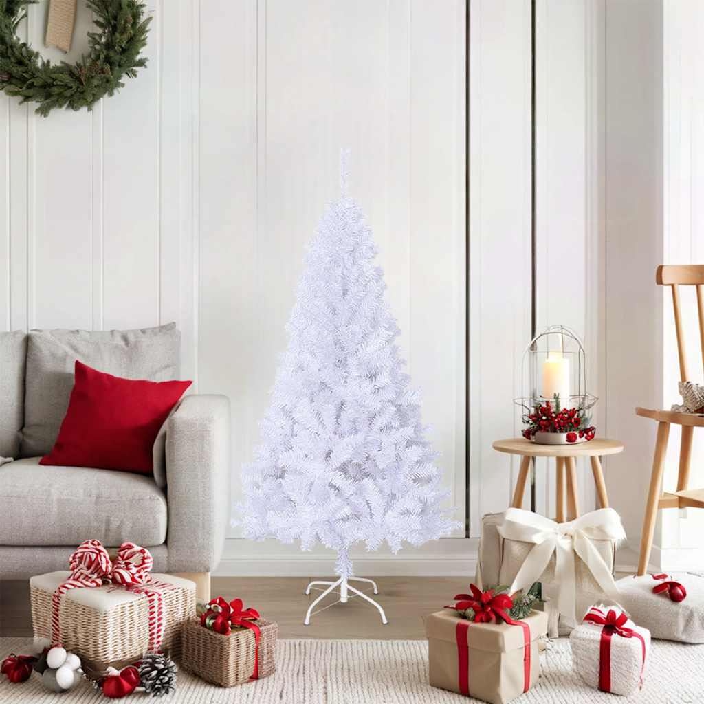 Albero Di Natale Artificiale Con Rami Spessi Bianco 150 Cm Pvc