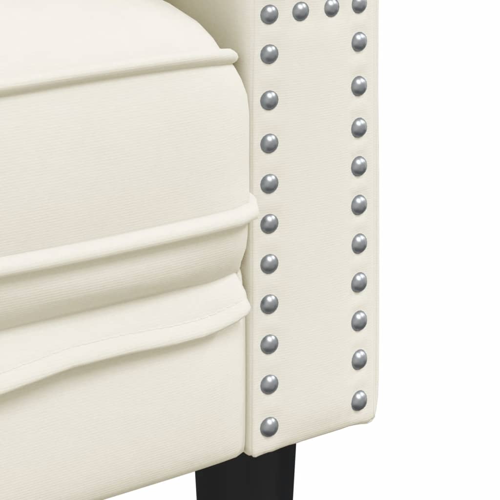 Set Divani Chesterfield 2pz Con Cuscini Crema Velluto - Image 5