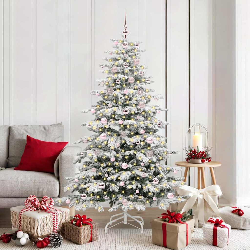 Albero Di Natale Artificiale Con Rami Pieghevoli Bianco 180 cm
