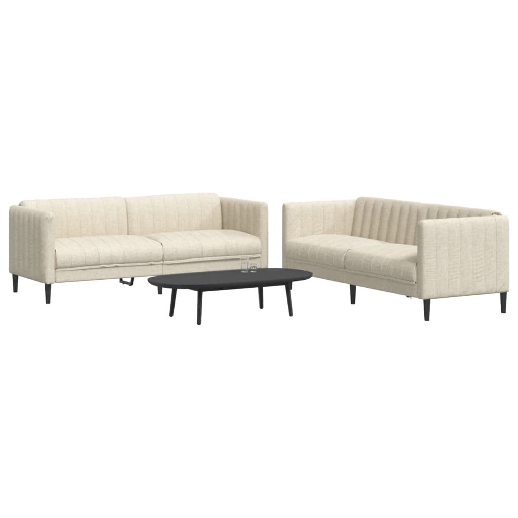 Set Di Divani 2 Pz Crema In Tessuto
