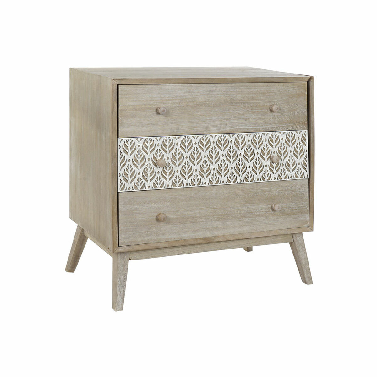 Cassettiera Dkd Home Decor 80 X 42 X 80 Cm Naturale Bianco Foglia Della Pianta