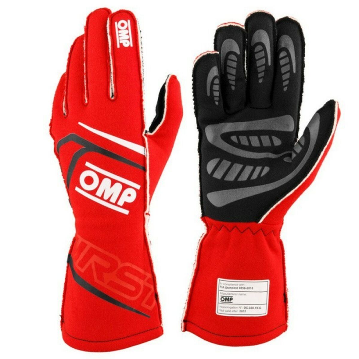 Guanti Karting Omp My2025 Rosso Fia 8856-2018 Taglia:xs