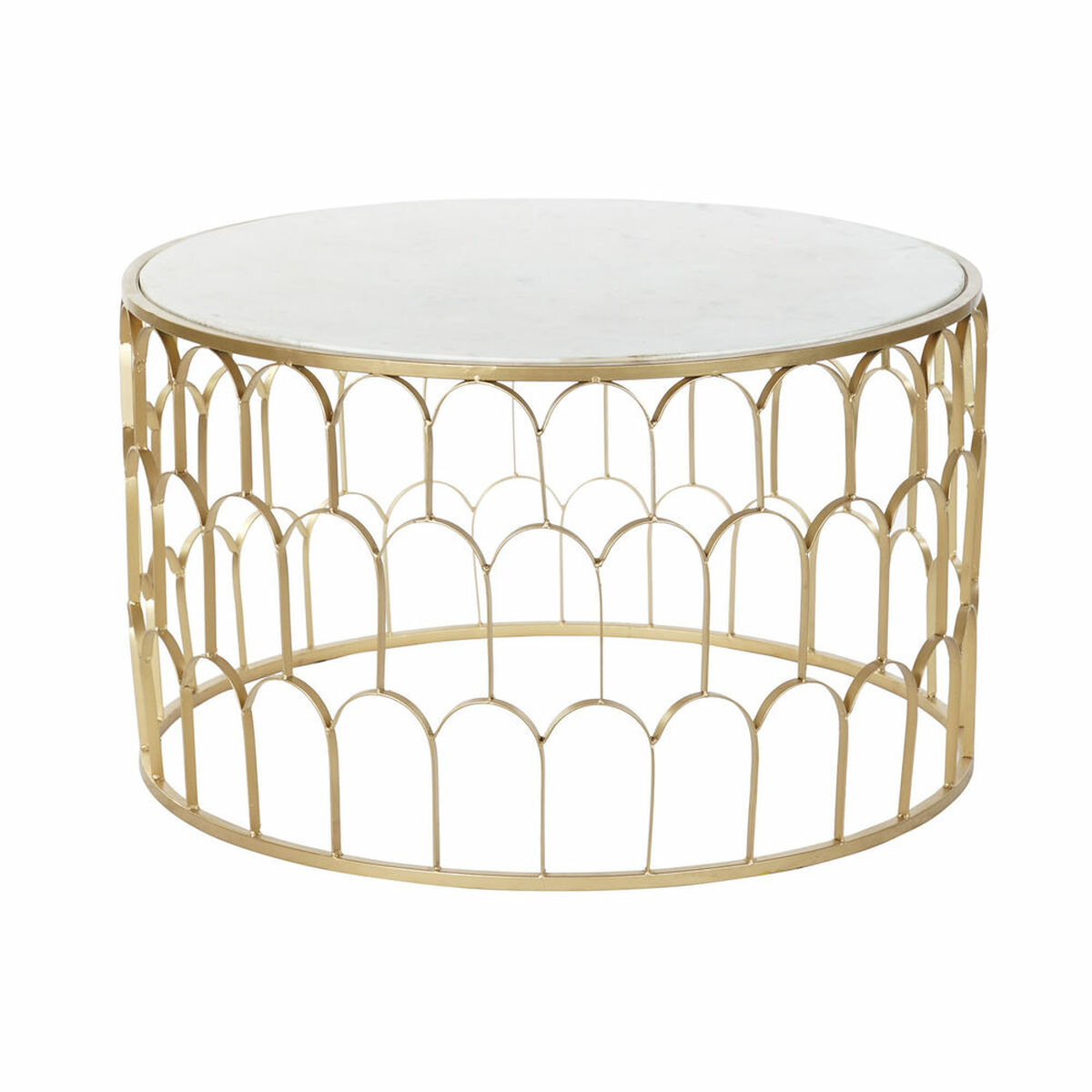 Tavolino Da Caffè Dkd Home Decor Glamour Bianco Multicolore Dorato Marmo Ferro 87 X 87 X 51,5 cm
