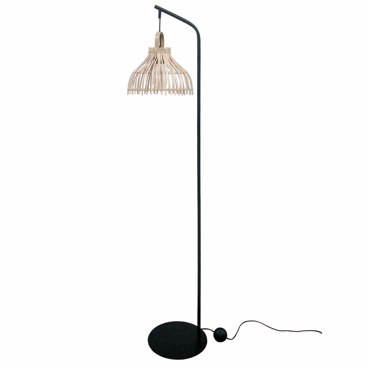 Lampada Da Terra Dkd Home Decor Nero Metallo Marrone Rattan (40 X 40 X 160 Cm)