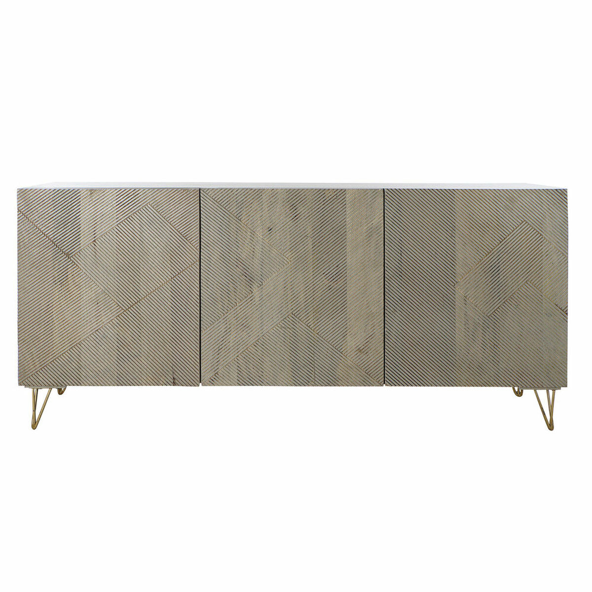 Credenza Dkd Home Decor   Grigio Dorato Metallo Legno Di Mango 160 X 45 X 75 cm