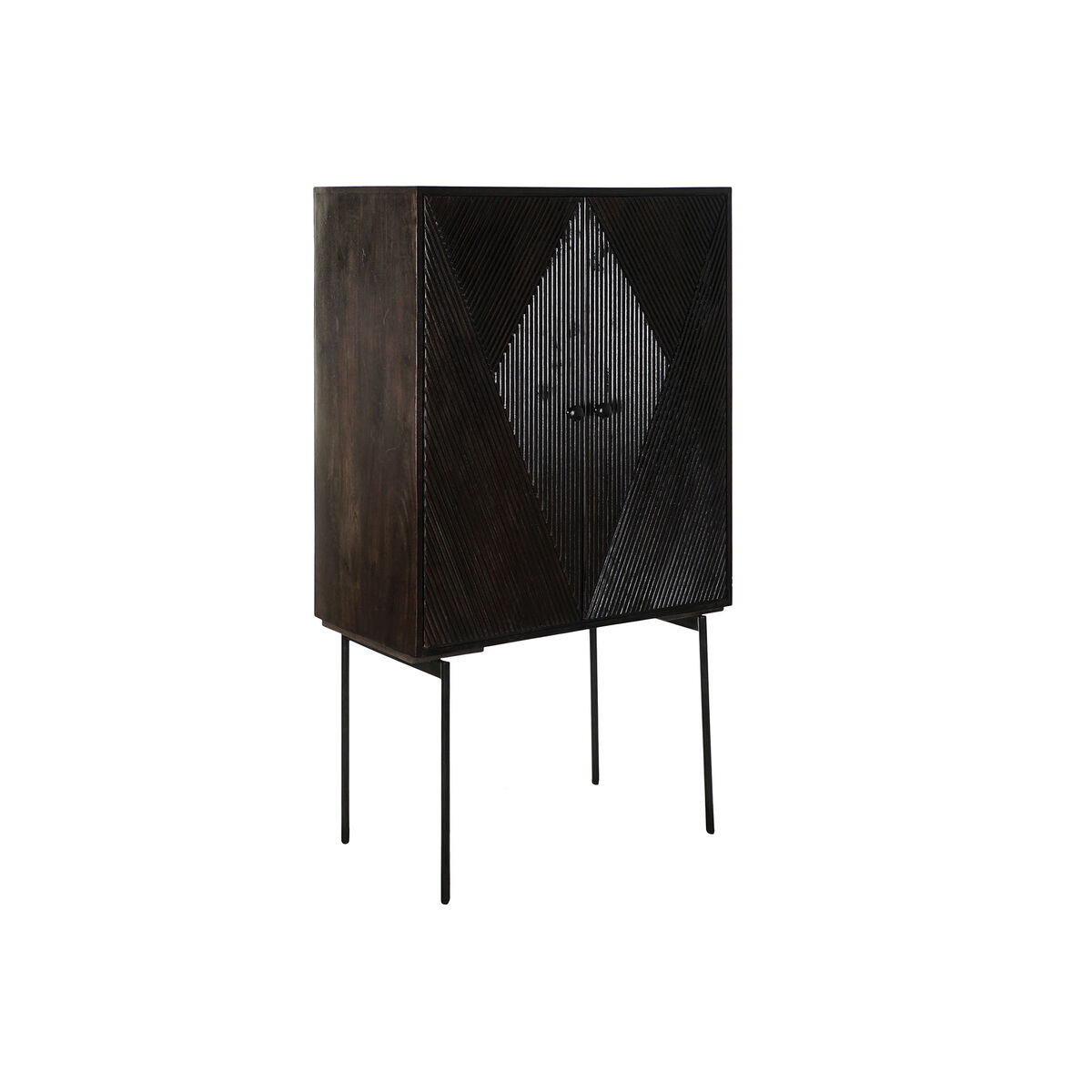 Credenza Dkd Home Decor Nero Marrone Scuro Metallo Legno Di Mango 84 X 43 X 153,5 cm - Image 4
