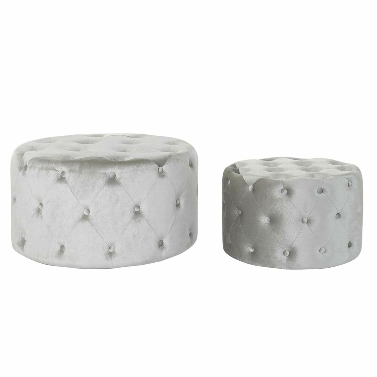 Poggiapiedi Dkd Home Decor Grigio Velluto Legno Mdf (80 X 80 X 43 Cm) (58 X 58 X 37 Cm) (2 Pcs)