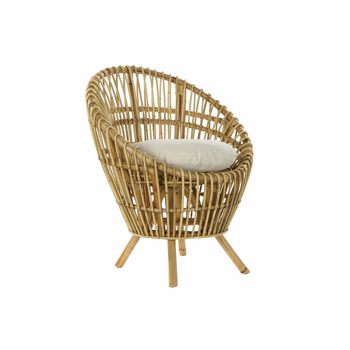Poltrona Dkd Home Decor 8424001750092 Naturale Cotone Bianco Rattan (74 X 67 X 85 Cm)