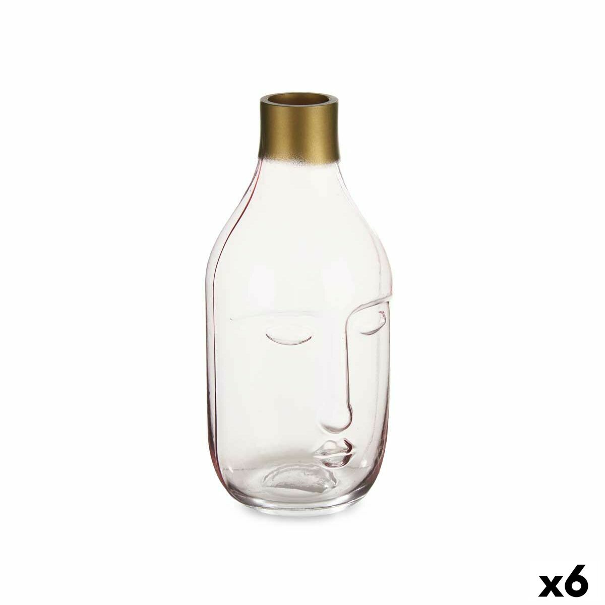 Vaso Gift Decor Rosa Vetro Viso 11 X 24,5 X 12 Cm (6 Unità)