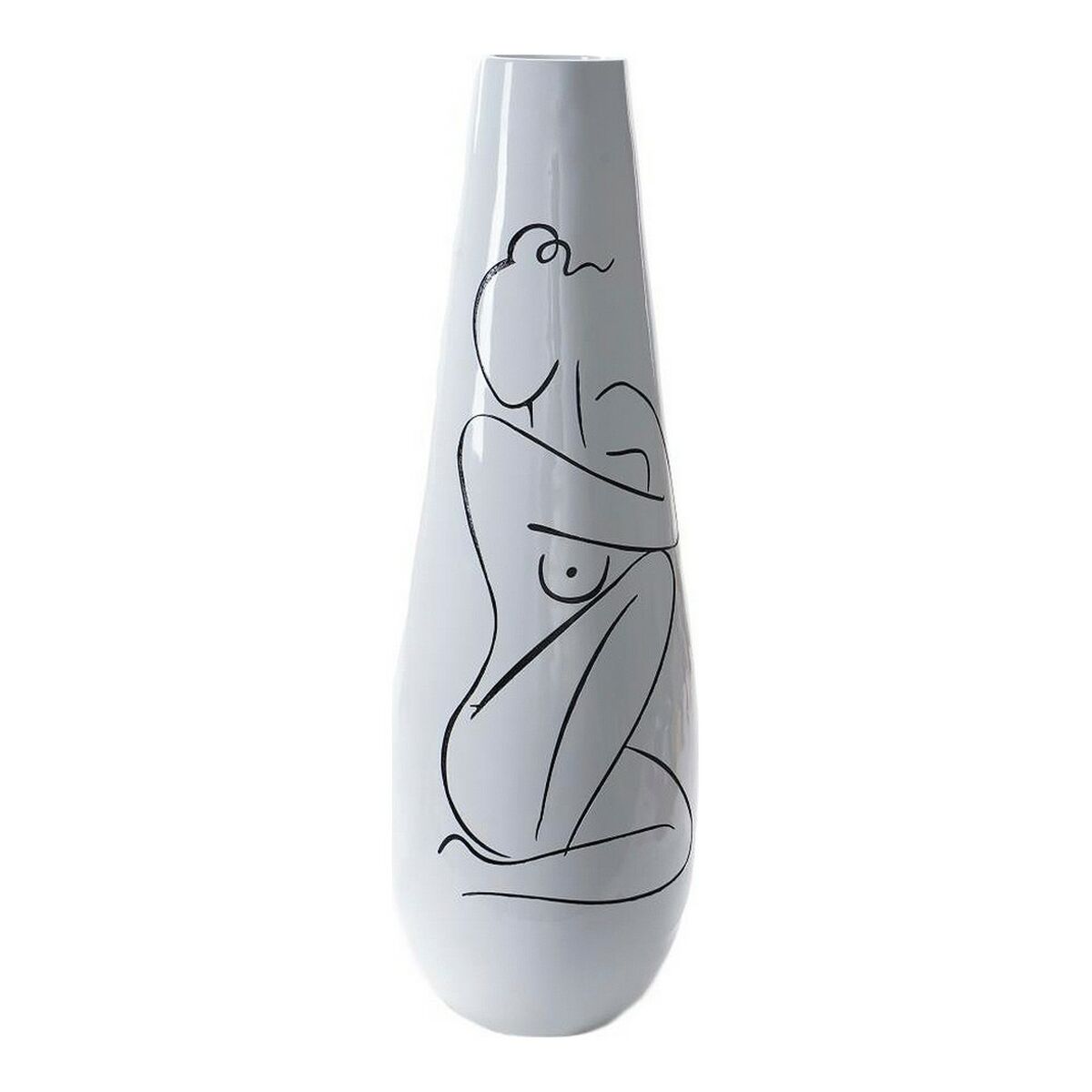 Vaso Dkd Home Decor Abstract Bianco Resina Moderno (31.5 X 31.5 X 95.5 Cm)