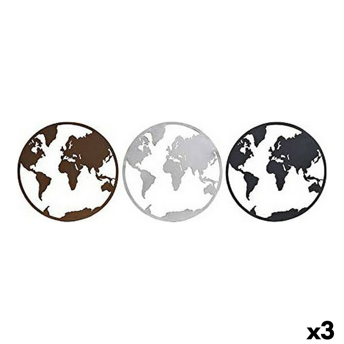 Statua Decorativa Dkd Home Decor Mappamondo Nero Rame Bianco 40 X 1 X 40 Cm (3 Pezzi)