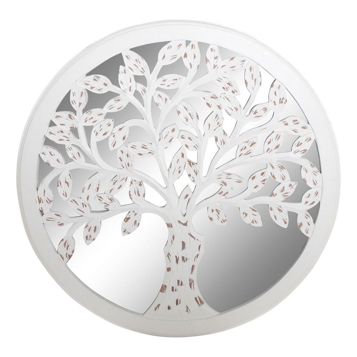 Statua Decorativa Dkd Home Decor Legno Di Mango Specchio Albero (60 X 2 X 60 Cm)